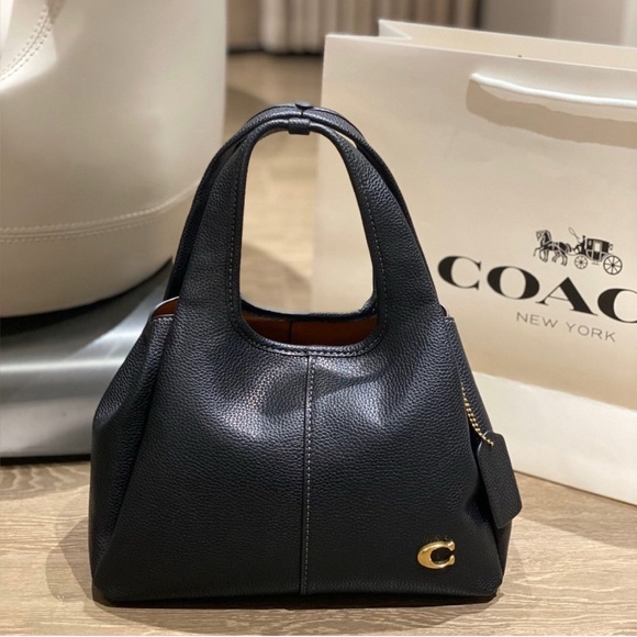 Coach NWOT Black Lana Black Leather Shoulder Bag - Picture 1 of 7